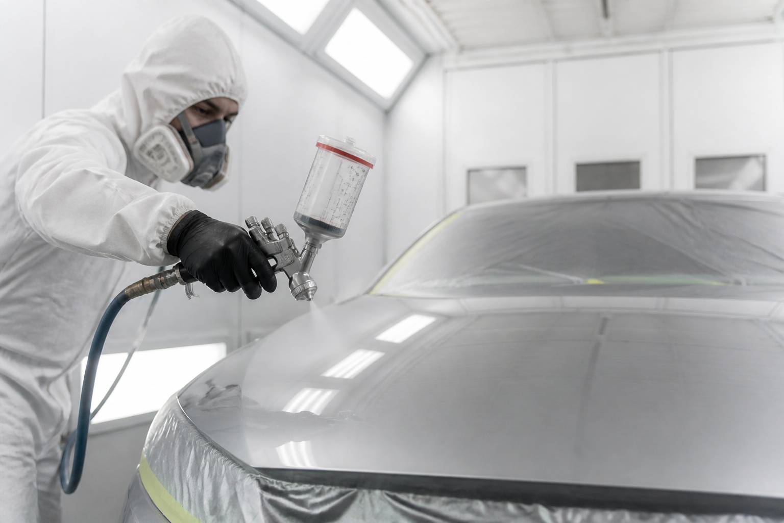 Clear coat applied in the paint booth