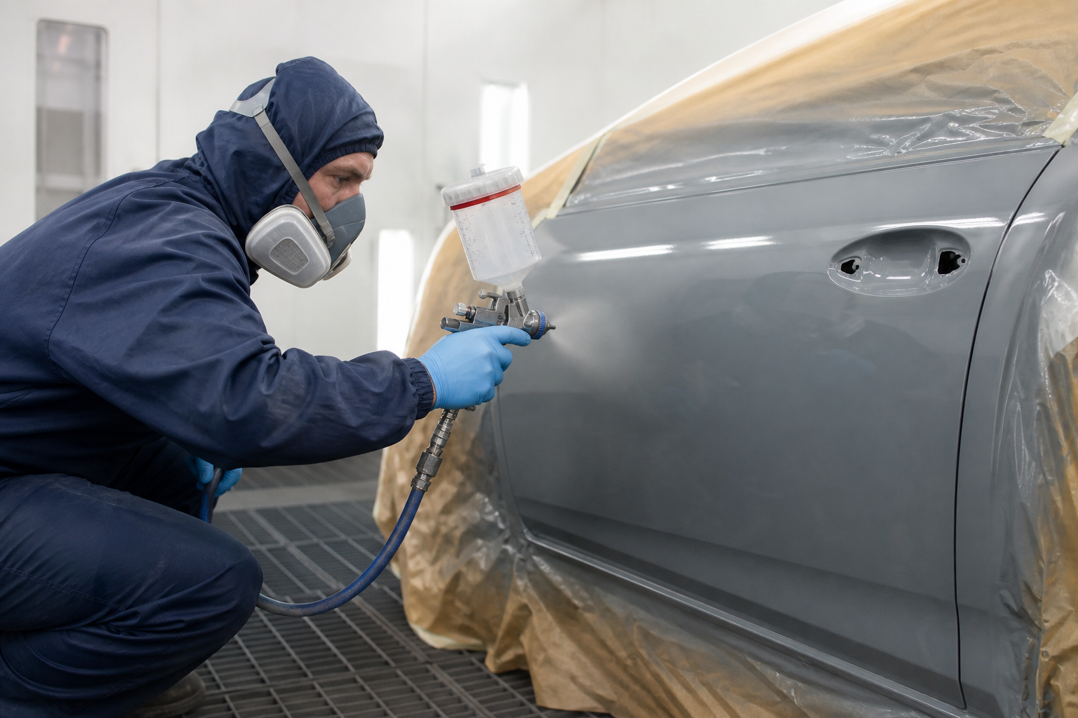 Color-matching a panel in the paint booth